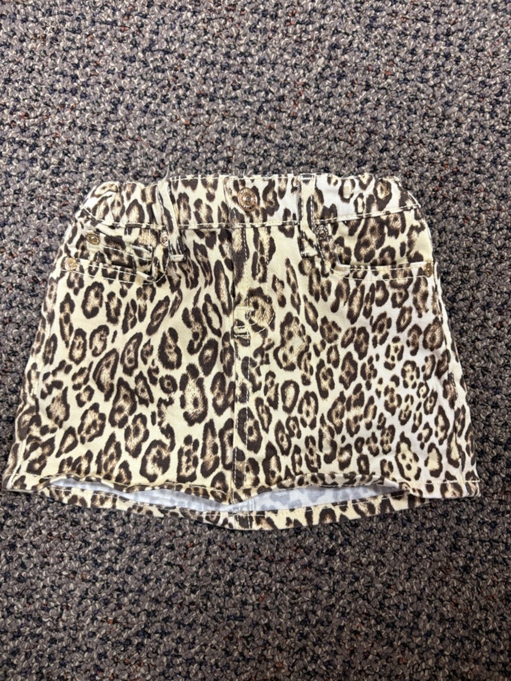 7 For All Mankind Leopard Print Mini Skirt - Cream & Brown